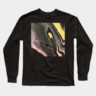 Black, yellow and pink acrylic pour Long Sleeve T-Shirt